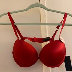 RED PADDED PUSH UP BRA REMOVABLE STRAPS & PADS